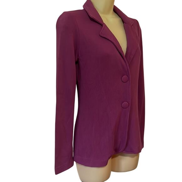Worthington Woman Size Small Raspberry Knit Blazer Jacket Snaps Office - Picture 2 of 9